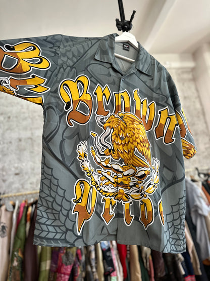 Y2K Brown Pride Button Up